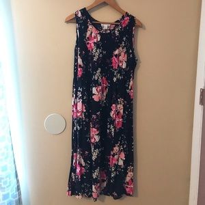 Navy Floral Print Dress